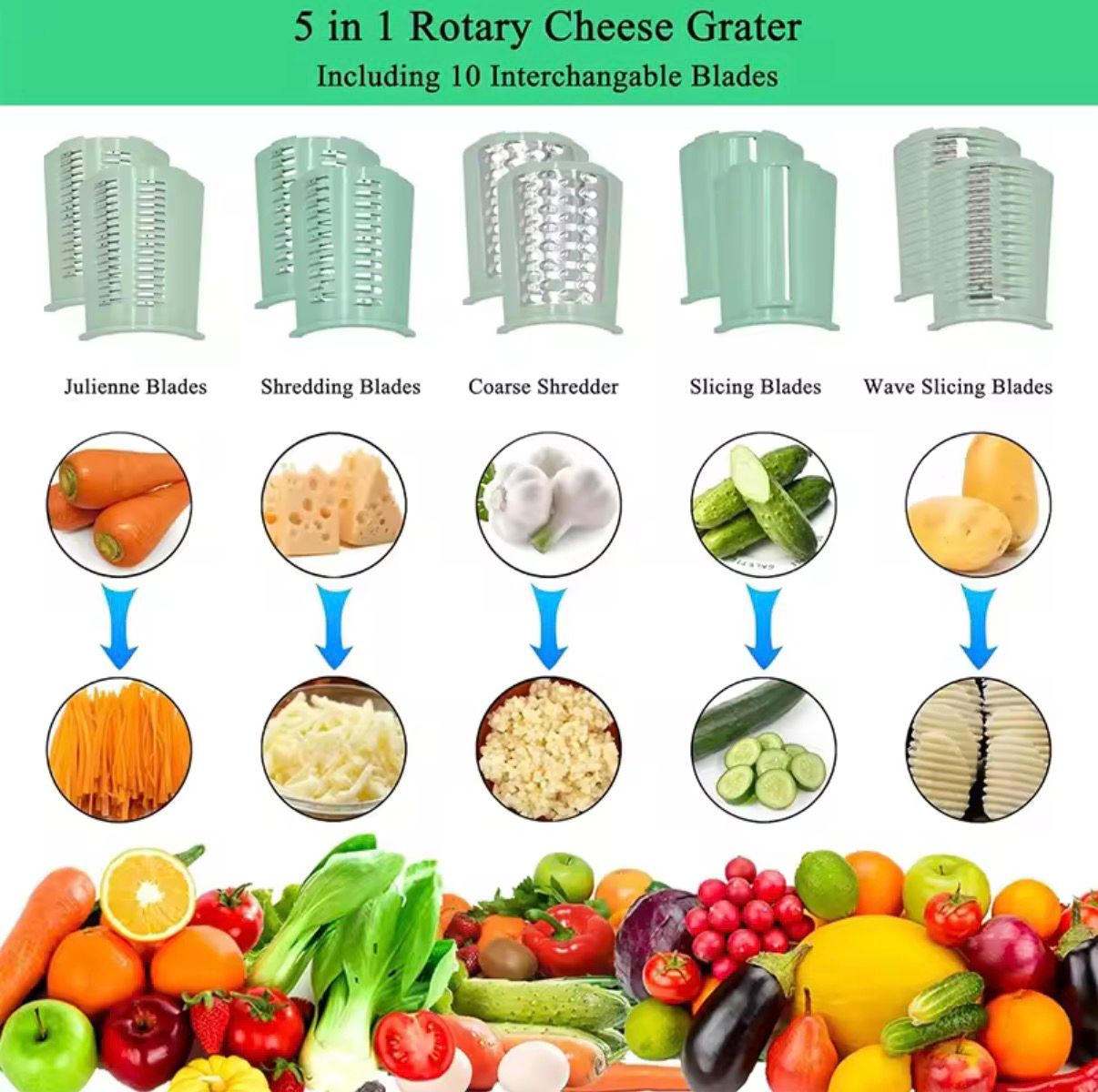 5-in 1 Küchenreibe - kompakt & praktisch